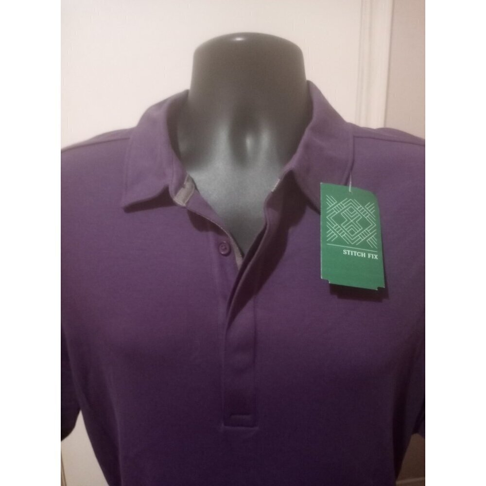 New 01. Algo Polo Shirt Mens Size XL Golf Purple Pima Cotton Short Sleeve - Picture 6 of 11